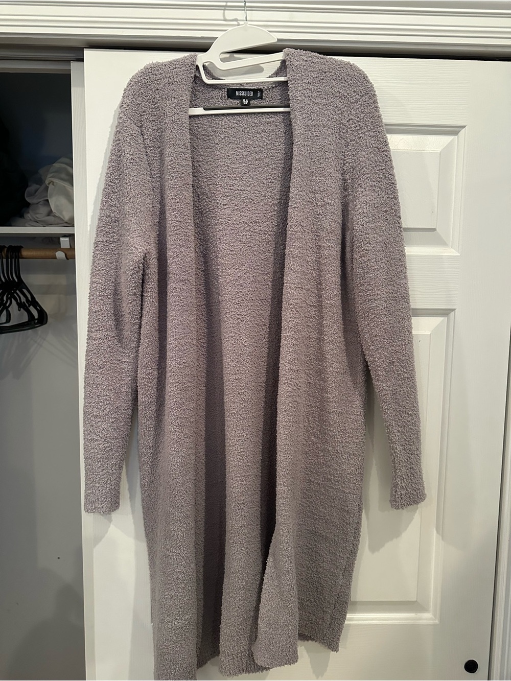 Missguided Dusty Lavender Open-Front Cozy Cardigan